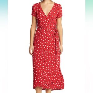 Billabong Havana Red Floral Wrap Midi Dress